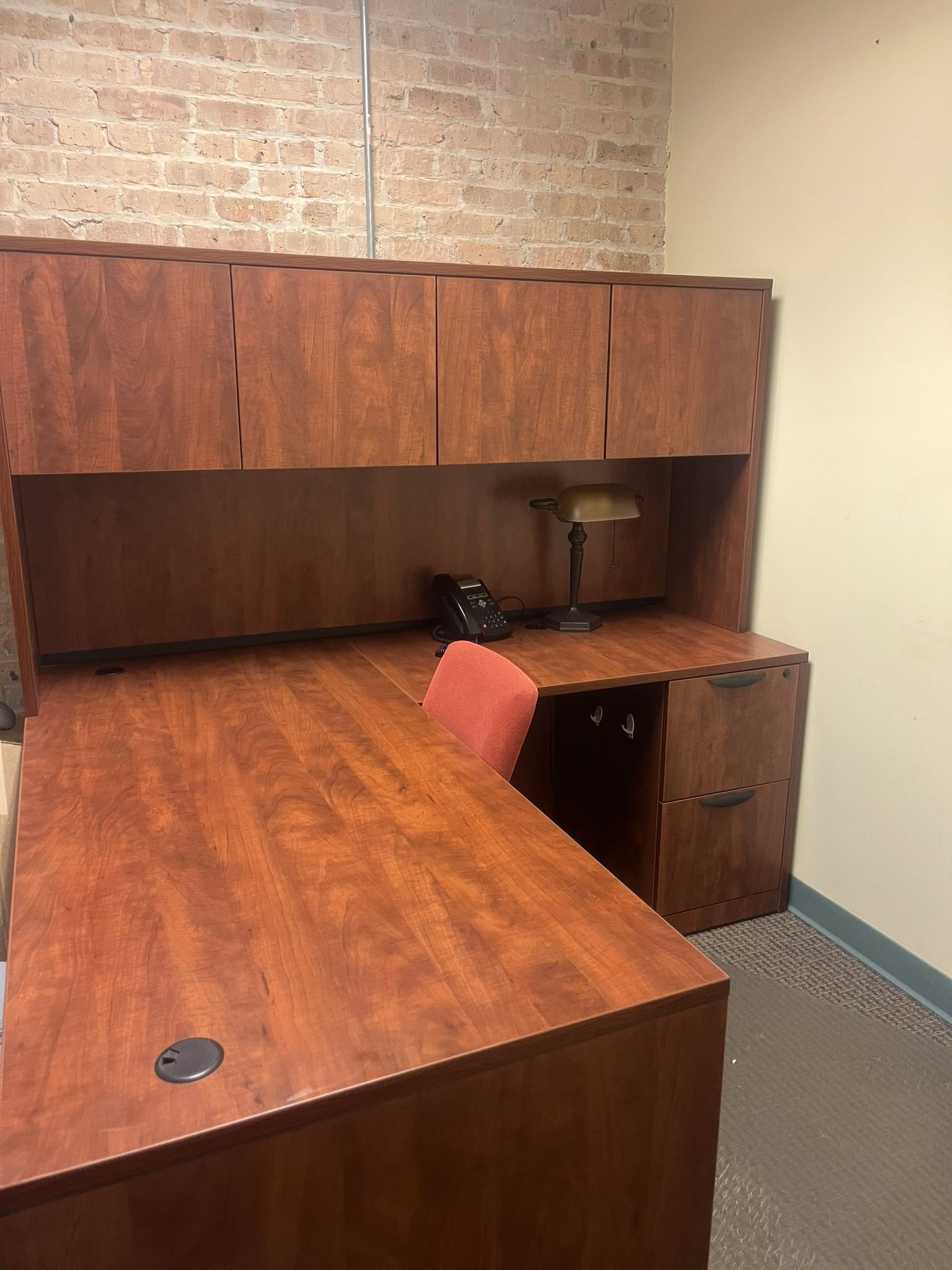 Like new gently used L-Shaped with multiple cabinets and drawers