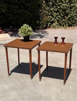 Vintage 1960s Mid Century Modern Nesting Side Tables – Pair Accent End