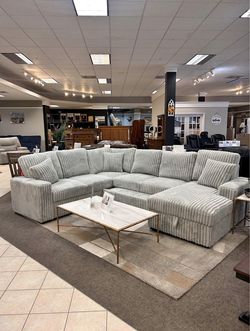 New Corduroy Sleeper Sectional With Storage- Finance Available $39 Down