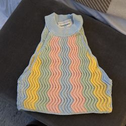 Casablanca Rainbow Crochet Knit Halter Top