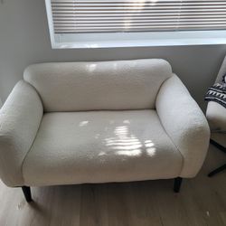 White Boucle Loveseat