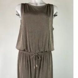 Chicos Travelers 2 Jumpsuit Size Large Tie-Waist  Wide Leg Crop Slinky Brown 