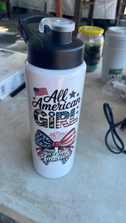 4th of July  all American girls stainless steel water bottle 28oz good for cold and warm