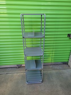 VASAGLE 4-Tier Rotating Bookshelf, Bookcase with Bookends for Small Spaces, Corner Shelf, Steel Frame (GRAY)