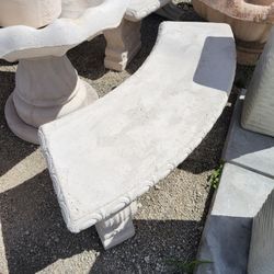 Concrete Plain Curved Benches / Cement Garden Patio Bench / Outdoor Patio Furniture