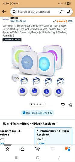 Caregiver Pager Wirelss Call Button Alert System