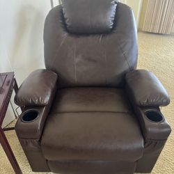 McCombo Large Dark Brown Leather Power Lift Recliner Comfort Chair