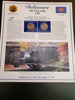 coin 1999 Delaware Postal Commemorative Society Statehood Quarter Collection Sheet