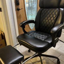  400lbs Executive Office Chair with Foot Rest for Heavy People, Ergonomic Big and Tall Desk Chair with Adjustable Headrest, High Back PU Leather Comfy