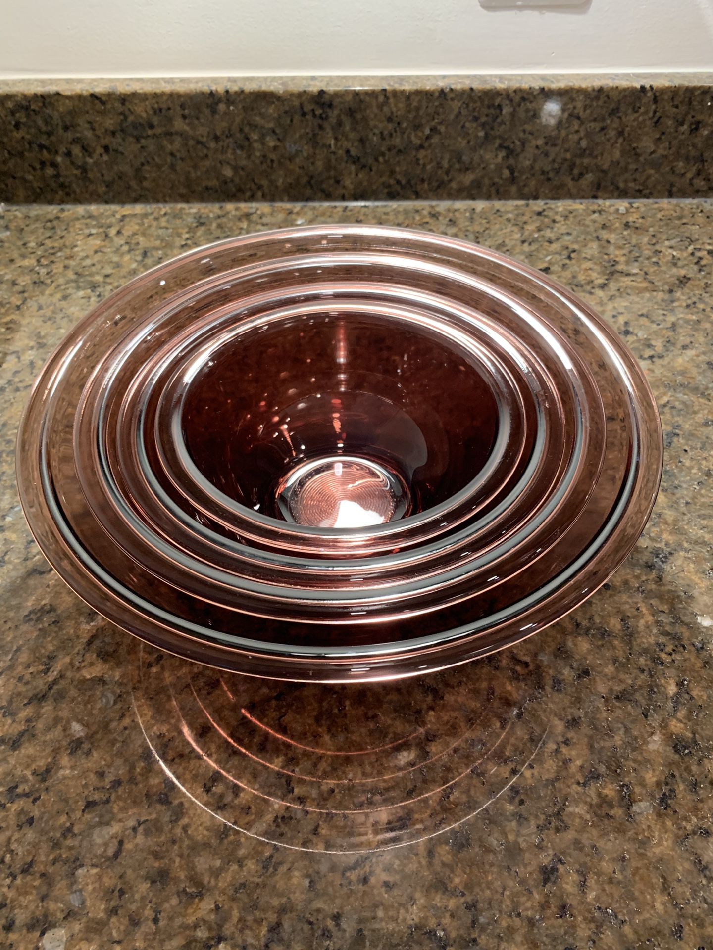 Set of 4 Vintage Pyrex Cranberry Nested Mixing Bowls