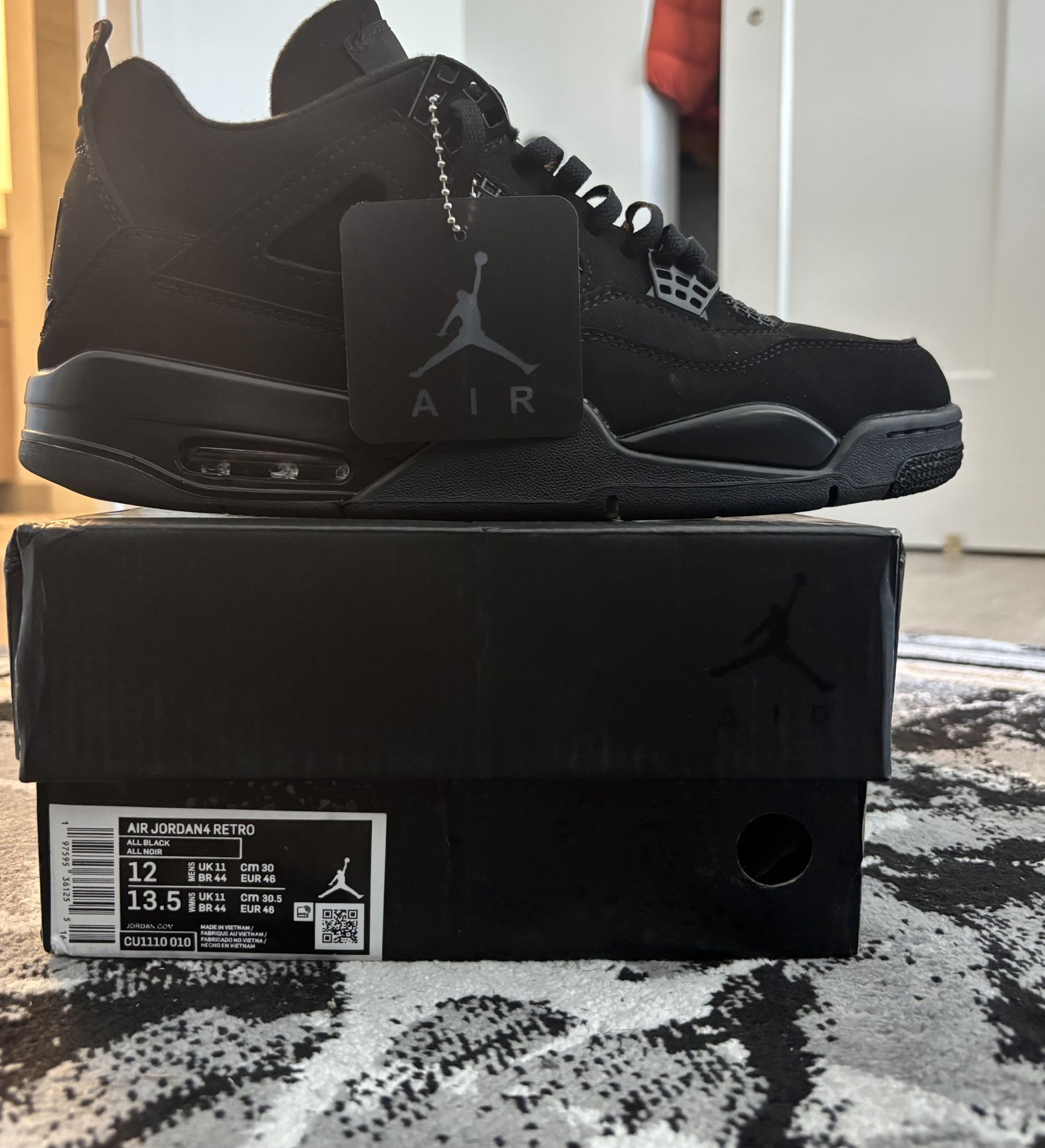 Air Jordan 4 Retro "All Black" - Size 12 - Brand New in Box
