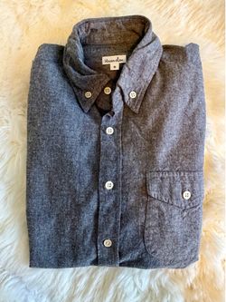 Steven Alan Button Down Shirt Small Heather Gray Blue Made in USA