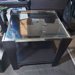 Wooden End Tables With A Glass Top X 2