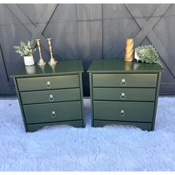 Gorgeous Green Refinished Nightstands / End Tables