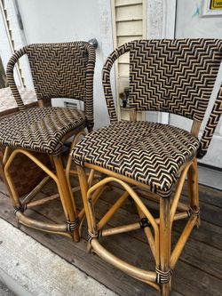 Palecek French Bistro Woven Rattan Counter Stools – Set of 2