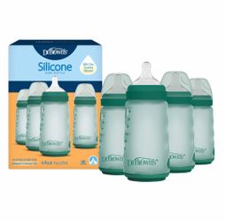 Dr. Brown's Silicone Baby Bottle With Collapsible Insert, 9 Oz 4Pack