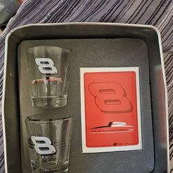 Number 8 Race Car Shot Glasses And  Playing Cards