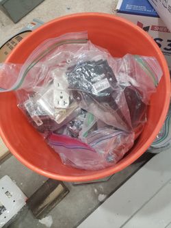 Bucket of electrical items