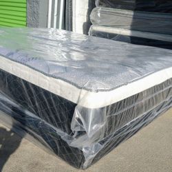 queen orthopedic bamboo pillow top mattress and box spring brand new