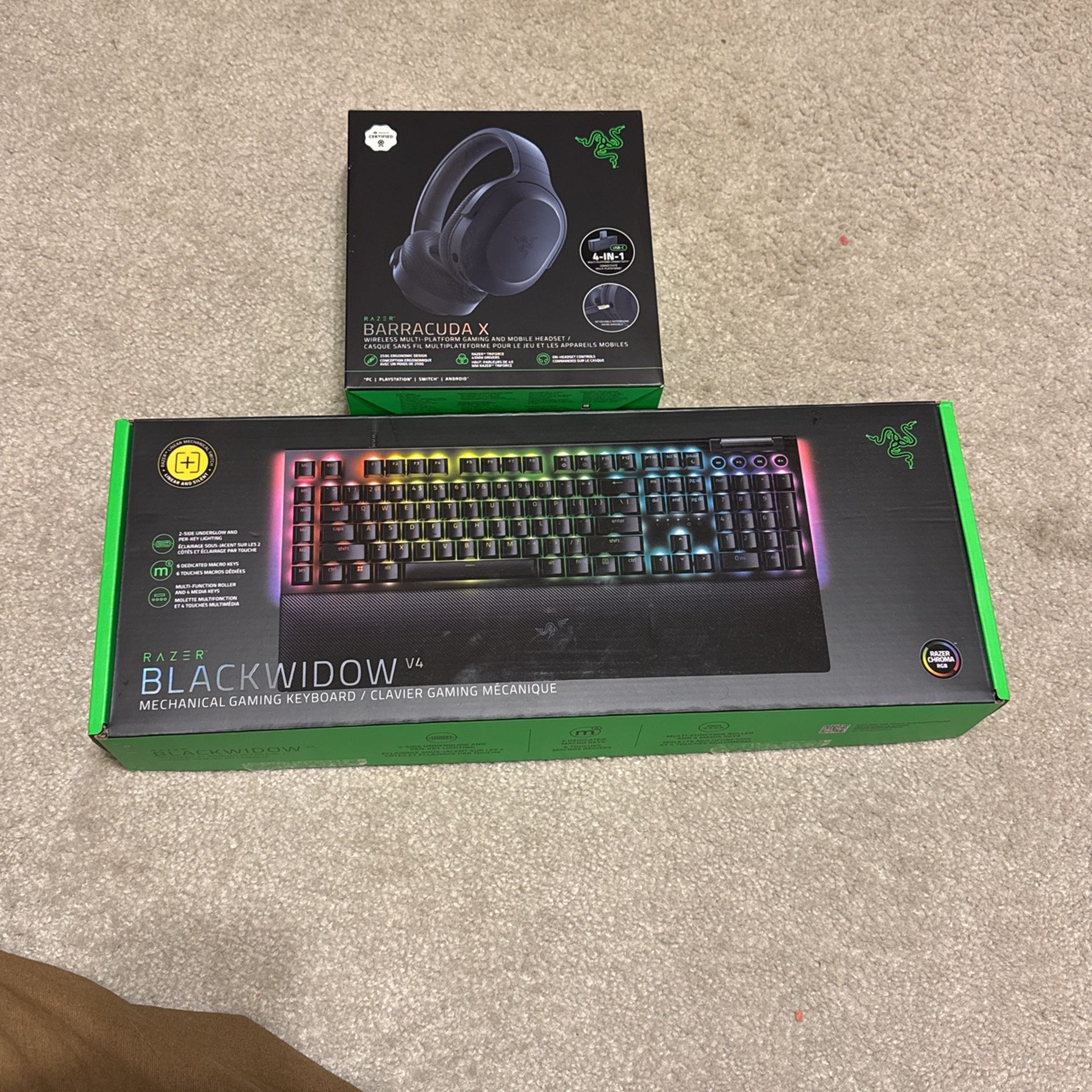 Razer Black widow V4 And Barracuda X