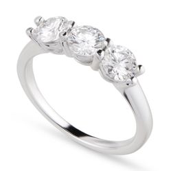 Francis Claire Moissanite Three-Stone Round 1.27 Carat Ring Silver Size 6