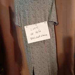 Loft Black And White Knit Dress Size 12 To 14