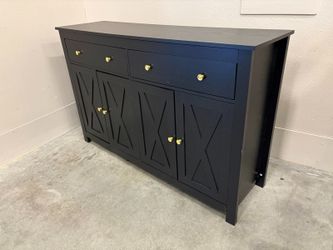 Black 4 Door Buffet with Gold Tone Pulls