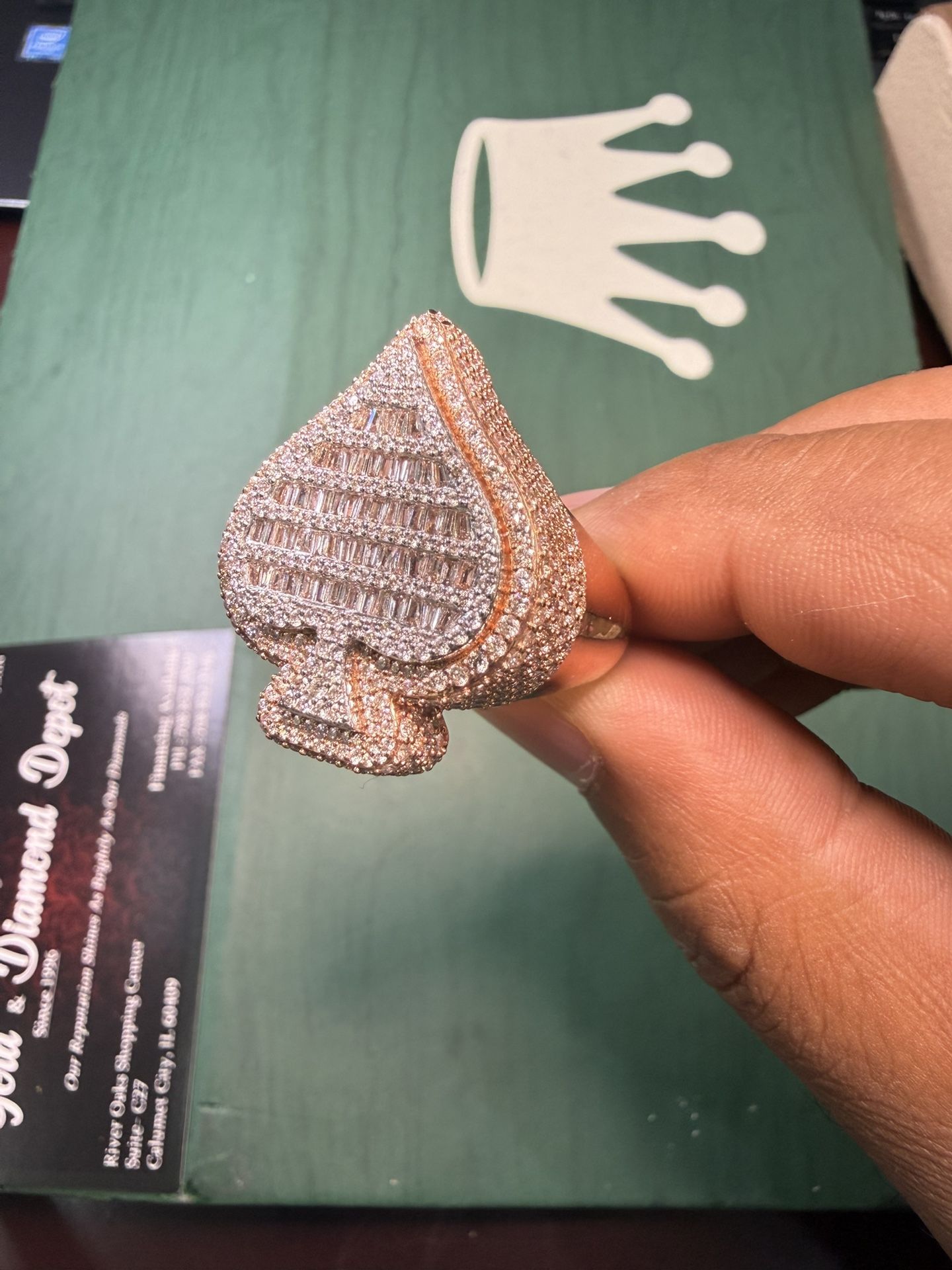 Vvs Spade Ring 10kt Solid Gold 