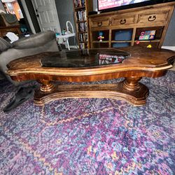 Wood Coffee Table With Glass Top