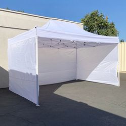 Brand New $190 Heavy Duty EZ Popup Canopy 10x15’ with (3 Sidewalls) Outdoor Gazebo, Carry Bag (2 Colors) 
