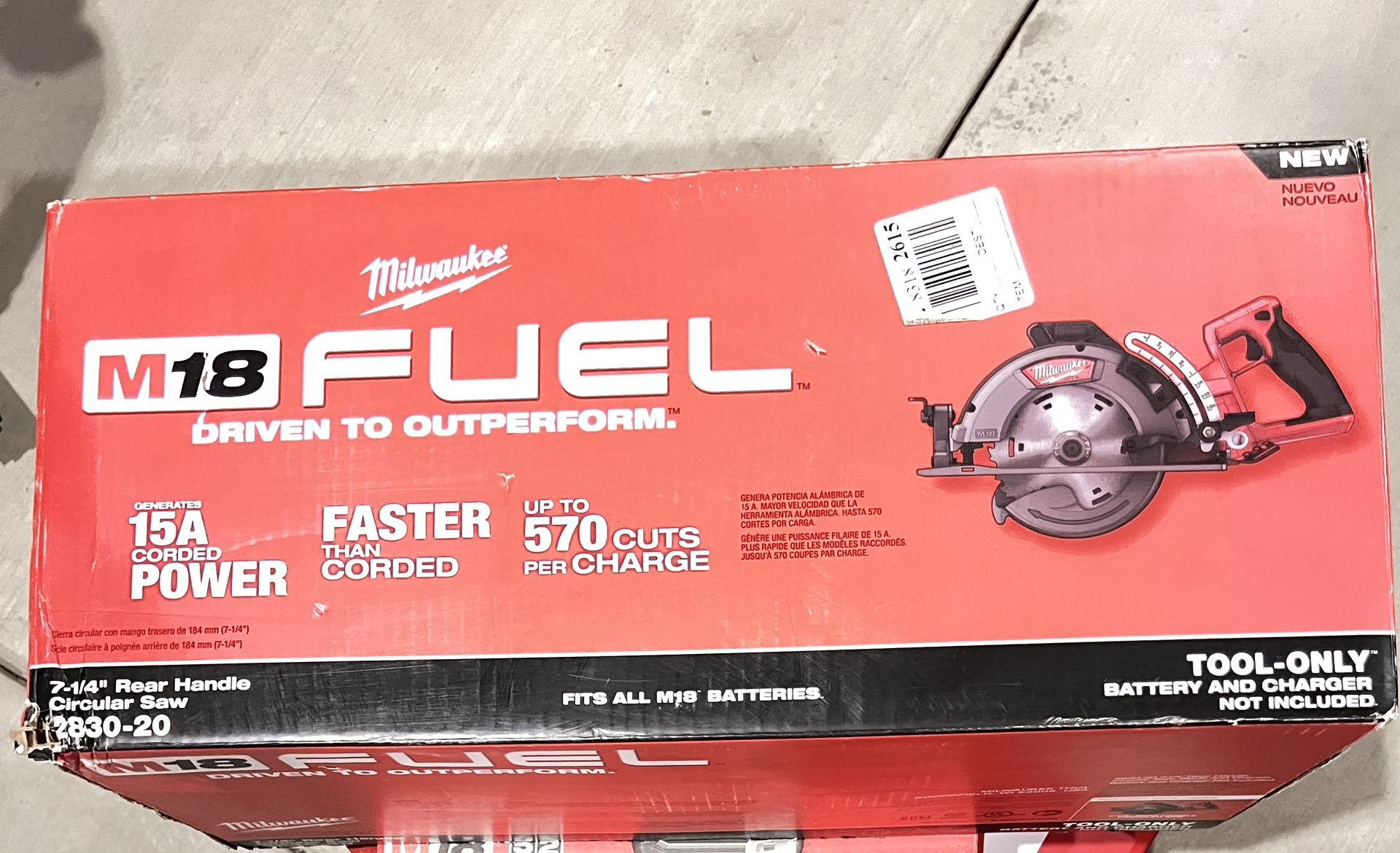 Milwaukee 7 1/4 Rear Handle Circular Saw 2830-20 New In Box