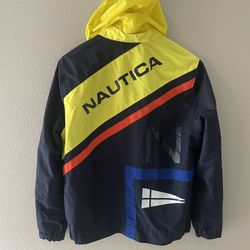 Nautica Waterproof Windbreaker Rain Hooded Jacket Mens Size Medium 