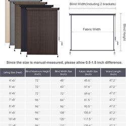 VICLLAX Outdoor Roller Shade  Patio Cordless Roller Blinds, Exterior Roll Up Shade with Spliced Design for Patio Porch Gazebo, Wheat