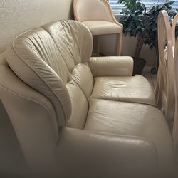 Beautiful, beige, leather loveseat