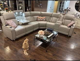 Power Reclining Sectional Couch Sofa