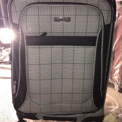  PERRY ELLIS PORTFOLIO small grey Checkered carry-on suitcase