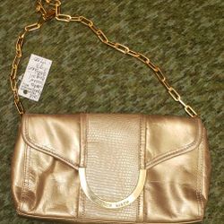 Franco Sarto GOLD Leather Bag With Gold Chain