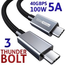 Thunderbolt 3 Cable 40Gpbs/100W/5A,Thunderbolt 3 USB C Cable Compatible with New MacBook Pro, ThinkPad Yoga, Alienware 17, Dell XPS, etc
