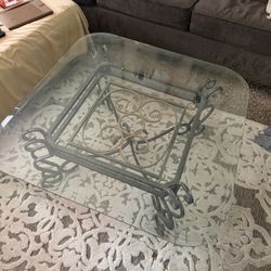 Living Room Glass Table With iron Stand