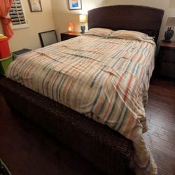 Banana Leaf Bed Frame W/Headboard + 2 Night Stands