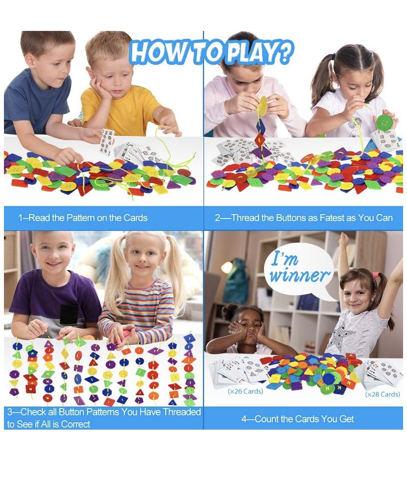Large Button Puzzle Lacing Toys for Kids