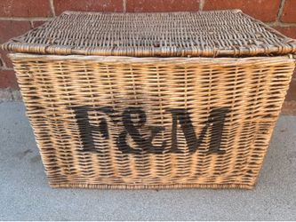 Vintage large farmhouse basket store marked f & m