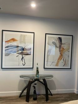 Large Modern Framed Abstract Wall Art – Set of 2