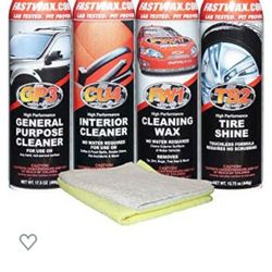 FastWax Waterless Detail System FW1 TS2 GP3 CU4 Wash Wax Tire Shine NEW Set