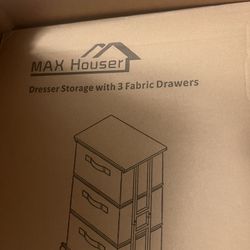Max Houser Dresser Storage with 3 Drawers, Fabric Dresser Tower, Vertical Storage Unit for Bedroom, Closet, Office, Black