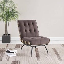 **SALE** Modern Armless Accent Chair Upholstered in Dark Brown Fabric! 