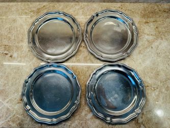 4 Dinner Plates Wilton Armetale Queen Anne Holloware Pewter