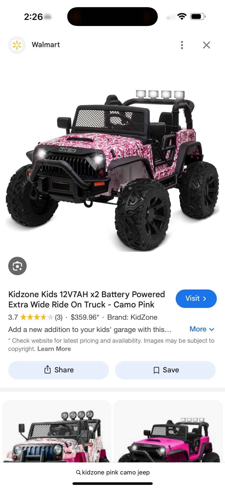 Kidzone Kids 12V Ride-On Jeep – Pink Camo 🚙💗