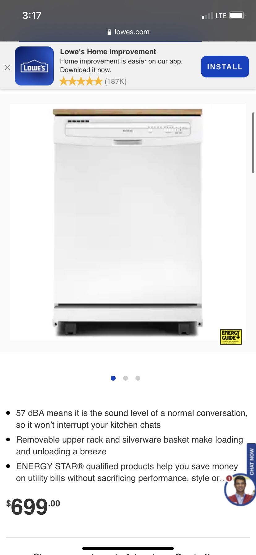 Maytag 24.125-in 57-Decibel Portable Dishwasher (White)