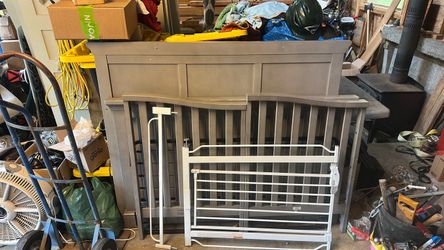 Solid wood crib and baby gate